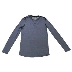 UNDER ARMOUR Pullover Button Top Size Small Womens Fitted Blue White Long Sleeve
